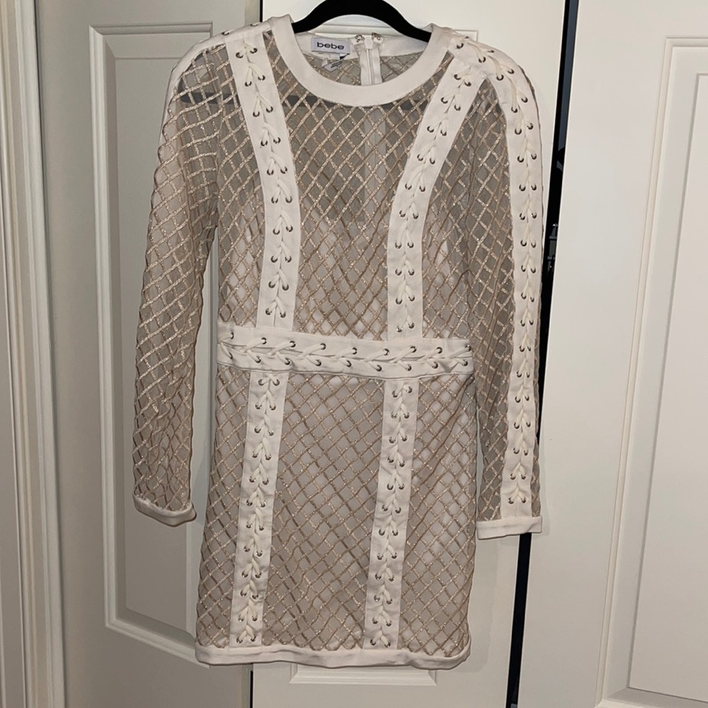 Bebe Sheer Gold Dress